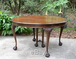 SET Solid Mahogany 6 Carved BALL CLAW Chairs ANTIQUE Round DINING BANQUET Table