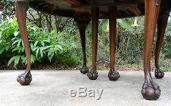 SET Solid Mahogany 6 Carved BALL CLAW Chairs ANTIQUE Round DINING BANQUET Table