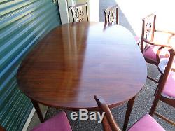 SUPERB HENKEL-HARRIS SOLID MAHOGANY CHIPPENDALE DINING SET With LEAVES & PADS