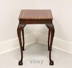 SUPERIOR TABLE Mahogany Chippendale Leather Top Ball in Claw End Side Table A
