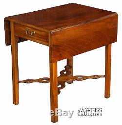 SWC-A Mahogany Chippendale Pembroke Table with Pierced Stretchers, CT, c. 1780