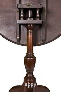 SWC-Mid-sized Mahogany Tilt-top Table with Dishtop and Birdcage, Salem, c. 1780