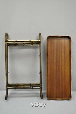 Sarreid Metal Faux Bamboo Chinese Chippendale Style Tall Folding Tray Side Table