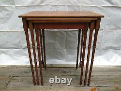 Scarce Chippendale Bamboo-Style Nesting Tables Mahogany! Local Pickup Only NY