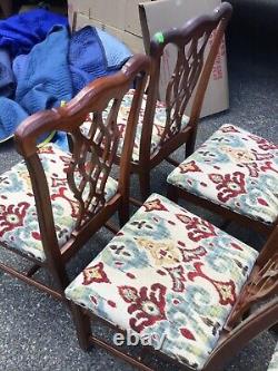 Set Of 6 Mahogany Chippendale Dining Chairs Just Reupholstered