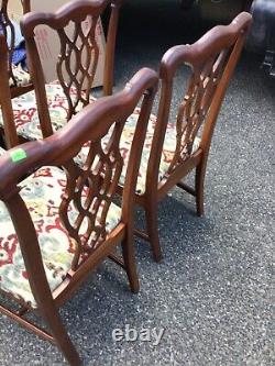 Set Of 6 Mahogany Chippendale Dining Chairs Just Reupholstered