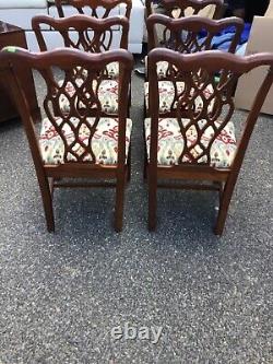 Set Of 6 Mahogany Chippendale Dining Chairs Just Reupholstered