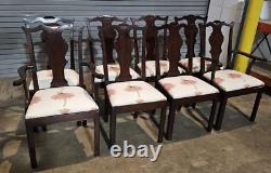 Set Of 8 Statton Chippendale Style Mahogany Dining Room Chairs Old Towne Stain