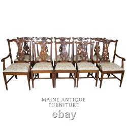 Set of 10 Chippendale Mahogany Dining Chairs, Sturdy & Elegant #22175