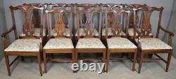 Set of 10 Chippendale Mahogany Dining Chairs, Sturdy & Elegant #22175