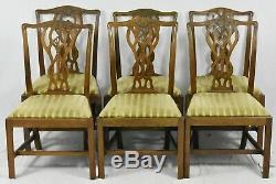 Set of 6 English Mahogany Chippendale Style Dining Chairs Williamsburg Style