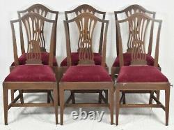 Set of 6 Potthast Bros. Mahogany Chippendale Style Dining Chairs with Inlays