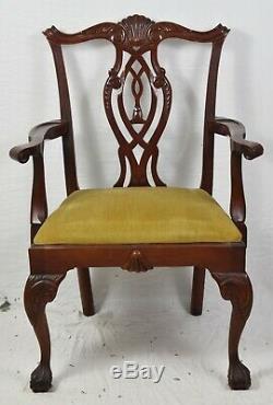 Set of 8 Mahogany Chippendale Style Dining Chairs Claw & Ball Williamsburg Style