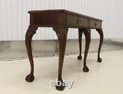Sherrill Furniture Burled Chippendale Style Ball & Claw Console Table