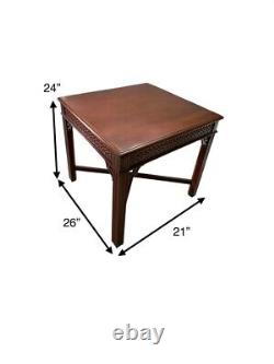 Side Table Chippendale Style Vintage End Table Solid Wood with Carved Sides