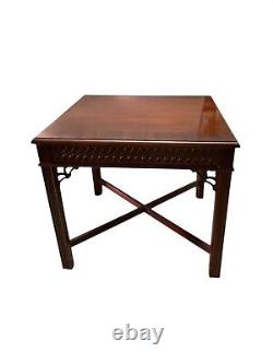 Side Table Chippendale Style Vintage End Table Solid Wood with Carved Sides