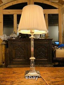 Silver Plated Classical Style Table Lamp, Wreath Decoration