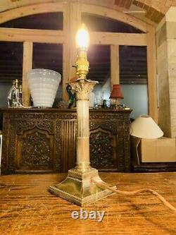 Silver Plated Corinthian Pillared Nelsons Column Table Lamp Hallmarked