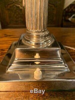 Silver Plated Corinthian Pillared Nelsons Column Table Lamp Stepped Base