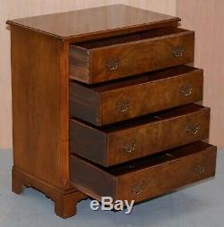 Small Circa 1930 1950's Walnut Chest Of Drawers Side Table Sized 76cm Tall