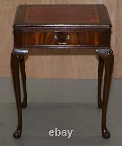 Small Oxblood Leather Topped Mahogany Writing Table Or Large Side End Lamp Table