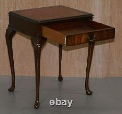 Small Oxblood Leather Topped Mahogany Writing Table Or Large Side End Lamp Table
