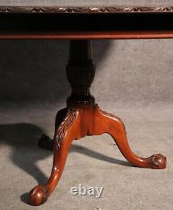 Solid Mahogany Georgian Chippendale Carved Dining Table With Two Leaves C1940