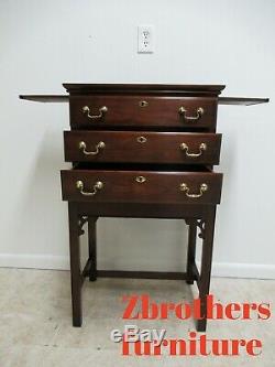 Statton Solid Cherry Chippendale Silver Chest Lamp End Table Pedestal