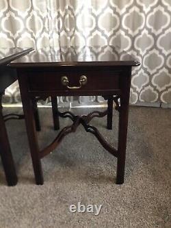 Statton Two Solid Cherry Old Towne 1 Drawer Lamp End Table Night Stand Vintage