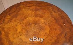 Stunning Burl Walnut Round Bookcase Table With Drawer Lion Hairy Paw Feet Burr