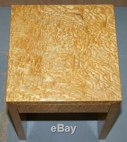 Stunning Burr Satin Wood Side Lamp Table With Single Drawer Part Of Large Suite