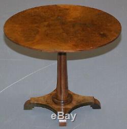 Stunning Burr Walnut Oval Side End Lamp Wine Table Very Decorative Timber Patina