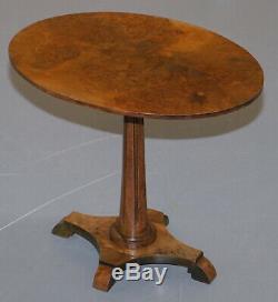 Stunning Burr Walnut Oval Side End Lamp Wine Table Very Decorative Timber Patina