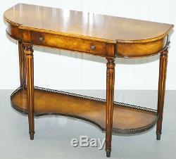 Stunning Burr Walnut Theodore Alexander Console Table With Single Drawers