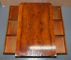 Stunning Burr Yew Harrods Kennedy Military Campaign Coffee Table 6 Drawers Total