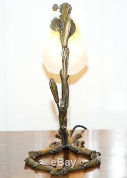 Stunning Charles Schneider Solid Bronze Circa 1920 Table Lamp Original Shade