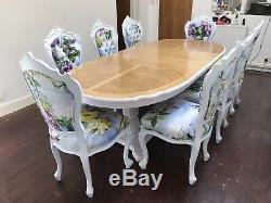 Stunning Designer Art Deco style Oak & Burr Ash dining table French Polished