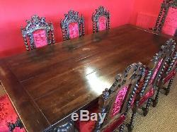 Stunning English Oak Refectory dining table pro French Polished