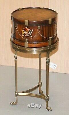 Stunning Little Side Table With Hand Painted Armorial Crests In The Form Of Drum