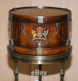 Stunning Little Side Table With Hand Painted Armorial Crests In The Form Of Drum
