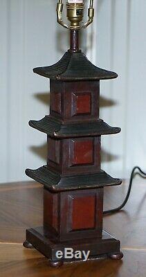 Stunning Pair Of Austin The Home Collection Chinese Pagoda Temple Table Lamps
