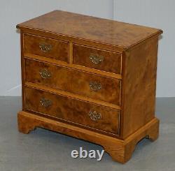 Stunning Pair Of Burr & Burl Walnut & Elm Bedside, Side Table Chest Of Drawers