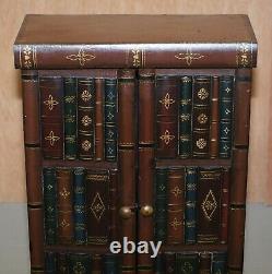 Stunning Pair Of Side End Lamp Wine Table Sized Faux Book Library Study Cabinets
