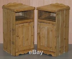 Stunning Pair Of Victorian Pine Bedside Table Pot Cupboards Or Lamp Wine Tables