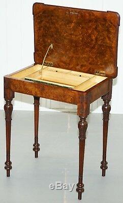 Stunning Rare Early Victorian Burr Walnut Games Table Lift Top Fret Work Carved