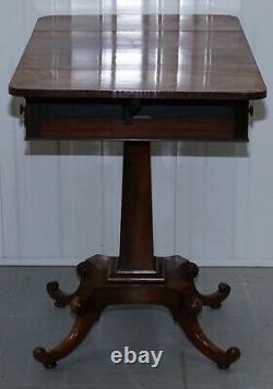 Stunning Regency Rosewood Work Table With Drop Leaves And Two Drawers