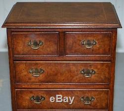 Stunning Small Burr Elm Chest Of Drawers Lamp End Wine Bed Side Table Sized