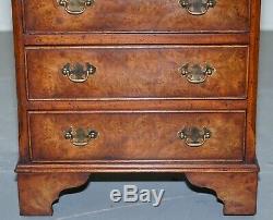 Stunning Small Burr Elm Chest Of Drawers Lamp End Wine Bed Side Table Sized