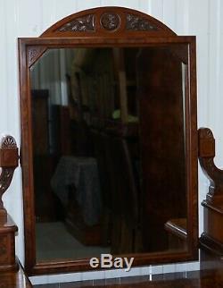 Stunning Victorian Collinge's Burr Walnut Dressing Table With Drawers & Mirror