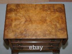 Stunning Vintage Burr Walnut Extending Lamp End Wine Side Table Chest Of Drawers